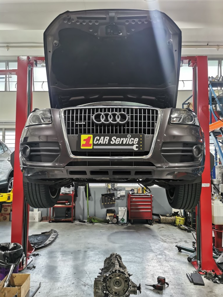 Audi undergoing gearbox repair at the best Audi workshop in Singapore