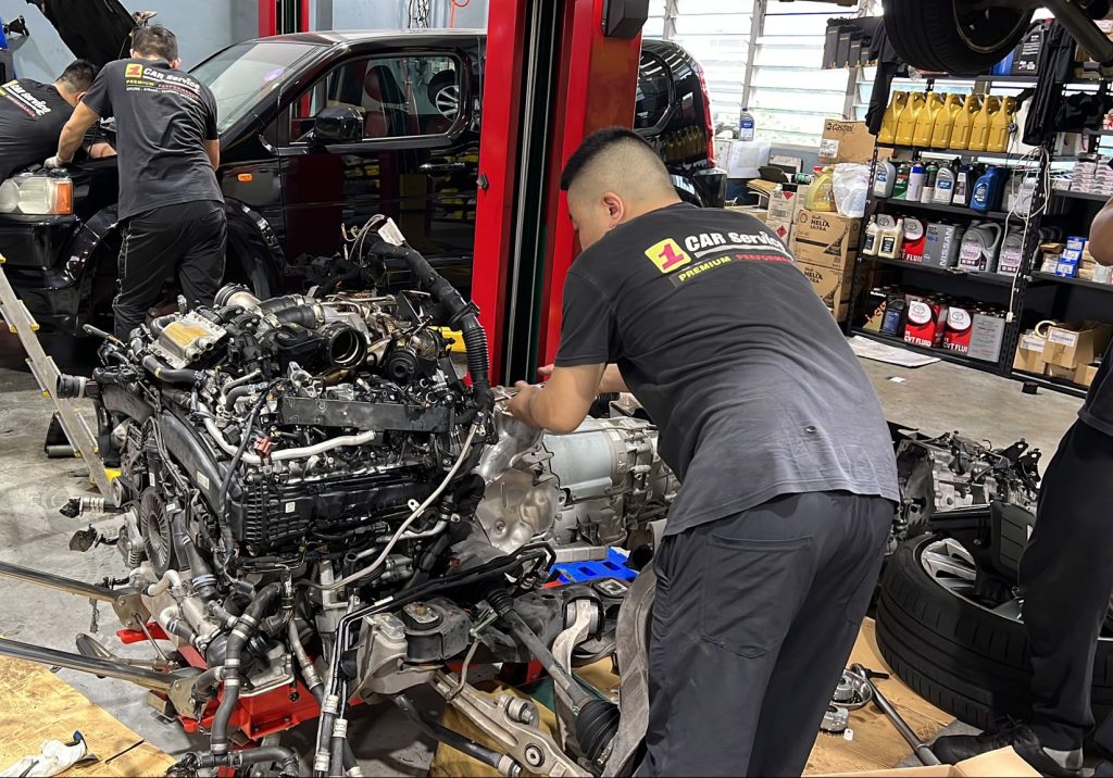 Bentley Continental engine undergoing an engine overhaul and engine repair