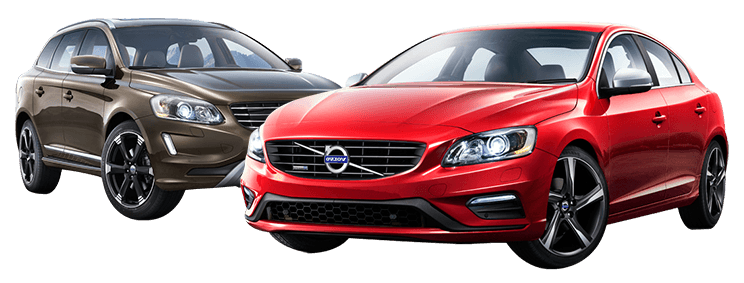 Two pristine Volvo cars side by side