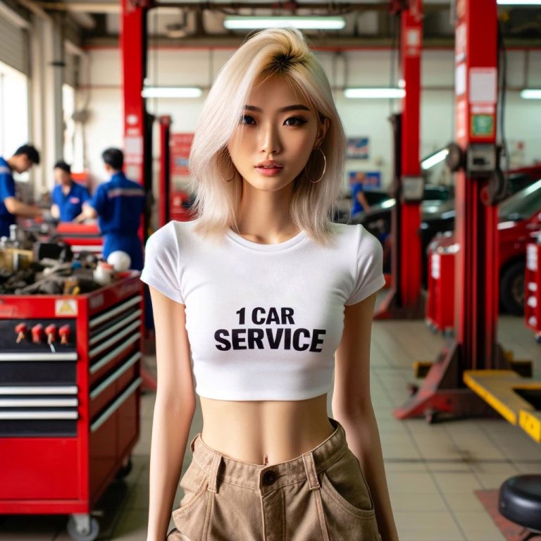 A female model posing elegantly in front of a Porsche, symbolising premium Porsche servicing at a top-rated Porsche workshop.
